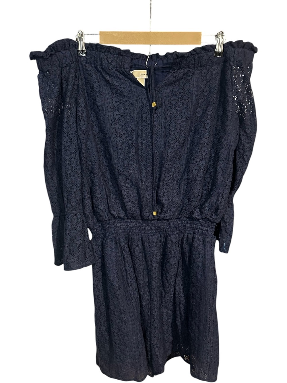 Michael Michael Kors Off-Shoulder Lace Romper Navy Size L